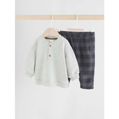 Grey Check Baby Sweatshirt and Trousers Set (0mths-2yrs)
