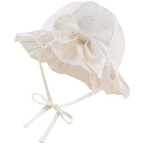 JANGANNSA Bow Baby Girls Summer Hat Flower Toddler Girls Sun Hat Cotton Breathable Infant Hat