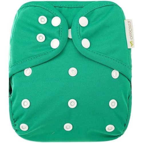 OsoCozy One Size Cloth Diaper Covers - Adjustable Snap Fit & Double Leg Gussets for Baby Boys & Girls from 8-35 Pounds. Use with Prefold, Flat or Fitted Cloth Diapers or Snap-in Inserts.
