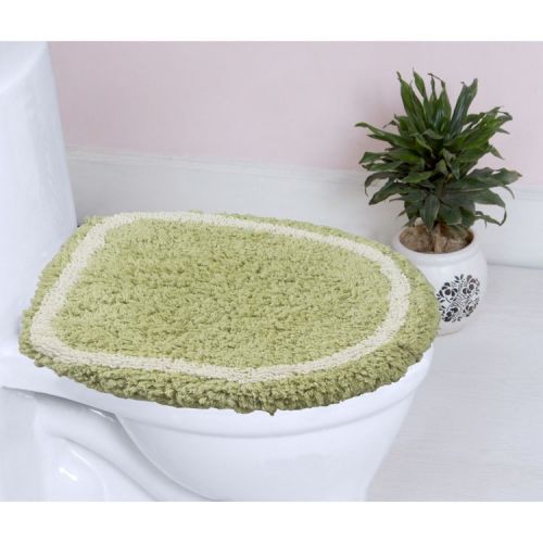 Allure Collection Toilet Lid Cover, Elastic Edges, Soft Universal Fit for Standard Oblong Round Elongated Lid Cover, Washable, 18x18 Green