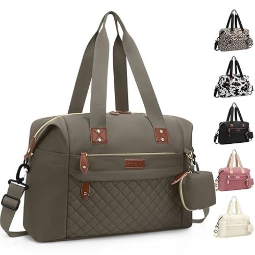 Diaper Bag Tote, Diaper Baby Bags with Pacifier Case, Shoulder Straps, Stroller Clips, Waterproof Large Mommy Bag Maternity Bag Travel Baby Bag for Mom and Dad, khaki