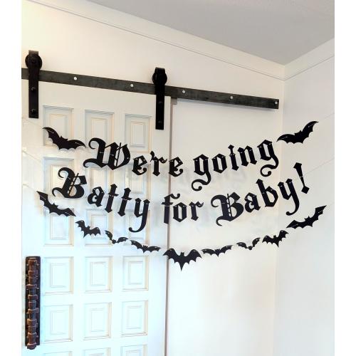 We're going Batty for Baby Banner - BATS garland - He/She Coming Soon - Goth Emo Baby Shower - Pregnancy Announcement Goth