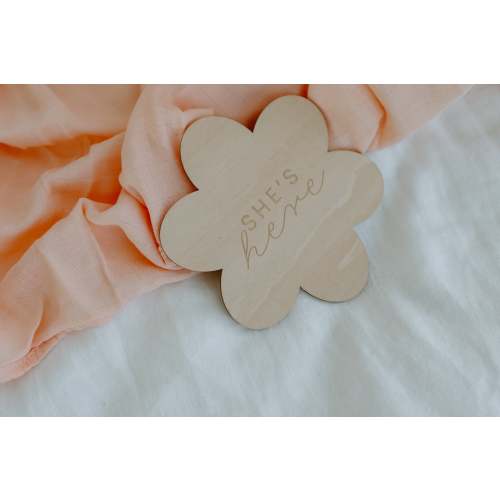 She's Here Reversible Flower Announcement Plaque
