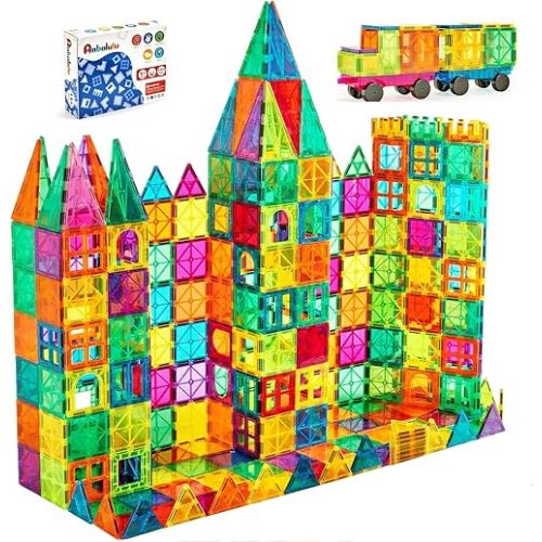 Magnetic Building Tiles, 134PCS Large Magnet Building Set,Magnetic Blocks, 3D STEM Stacking Toys, Magnets Toy for Kids Boys Girls
