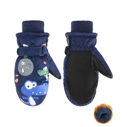 Winter Lined Fleece Toddler Mittens Waterproof Snow Mittens for Toddler Girls Boys Kids Snow Gloves Ski