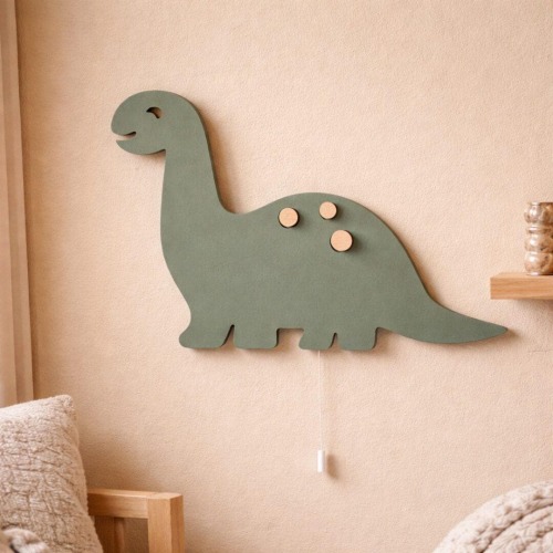 Dinosaur LED Wall Night Light, Wooden Wall Lamp, Nursery Room Decor, Baby Room Light, Kids Room Wall Decor, Toddler Gift, Room Lighting