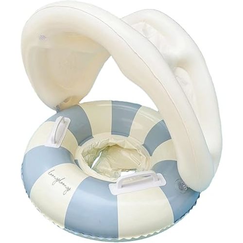 Babyy Pool Float – Sun Protection Ring, Foldable Safety Seat, Retro Swimming Float with Canopy and Sunshade | Long Lasting Perfect Toy for Outdoor Backyard Garden Pool Summer Water Fun Play Use
