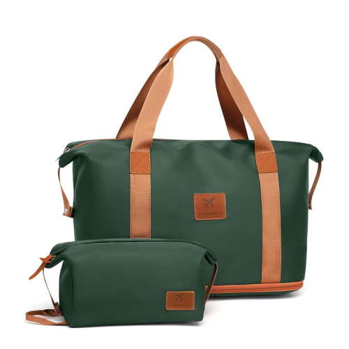 Joyway 2 Piece Travel Duffel Bag Set Waterproof Carry-On Weekender Bag with Toiletry Bag, Lightweight Expandable Overnight Luggage for Women & Men