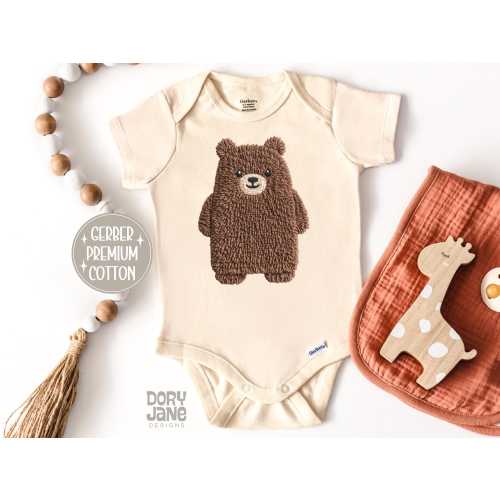 Woodland Animal Baby ONESIES® Brand Bodysuit Cute Bear Faux Crochet Baby Clothes Forest Animals Bodysuit Woodland Animals Baby Shower Gift