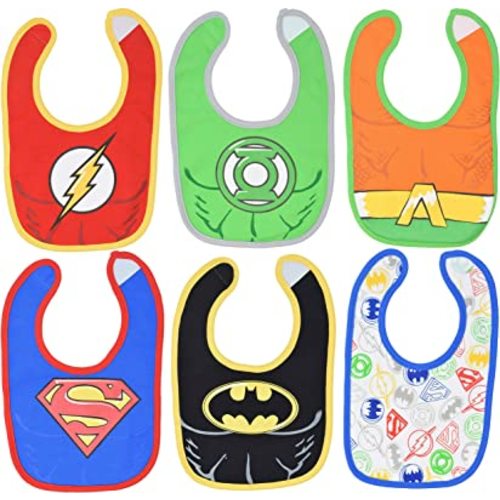 Warner Bros. Justice League Superhero Baby Boys 6 Pack Bibs