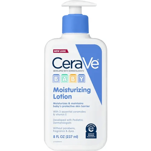 CeraVe Baby Lotion, Gentle Baby Skin Care with Ceramides, Niacinamide & Vitamin E, Fragrance, Paraben, Dye & Phthalates Free, Lightweight Moisturizer, 8 Ounce, Packaging May Vary