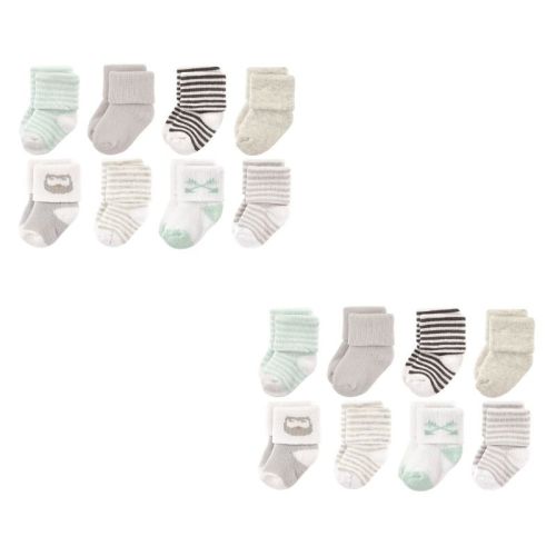 Luvable Friends Unisex Baby Newborn and Baby Terry Socks, Owl 16-Piece, Size: 6-12 months