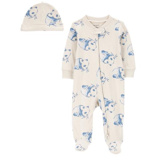 Baby Panda 2-Piece Sleep & Play Pajamas and Cap Set - 6M - Style,White