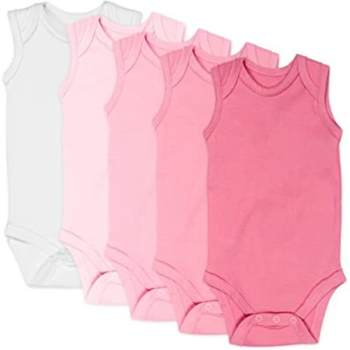 HonestBaby Sleeveless Bodysuits One-piece 100% Organic Cotton for Baby Boys, Girls, Unisex, Pink Ombre, 3-6 Months