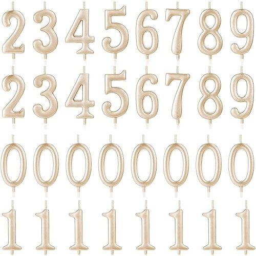 32 Pcs Numeral Birthday Candles Champagne Cake (Champagne)