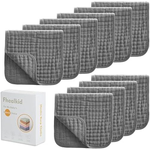 Muslin Burp Cloths Sets Newborn Baby Boy Essentials Must Haves 100% Cotton 10 Pack 22" X 10",6-Layer Baby Bibs & Burp Cloths for Baby Drool and Messes - Soft, Safe & Gentle for Boys & Girls Multi