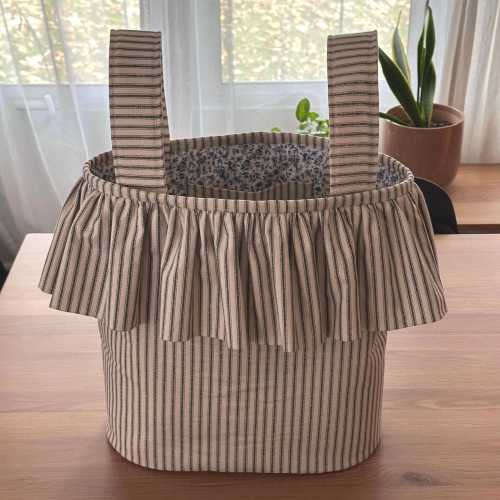 Ruffle Stoller Caddy Bag | Tote Bag | Stroller Organizer Bag | Round Ruffle Stroller Bag