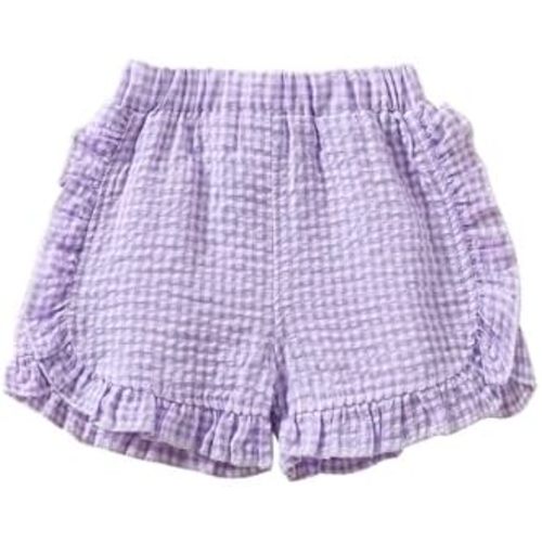 Ruffle Shorts - Color: Purple Gingham, Size: 9-12mos