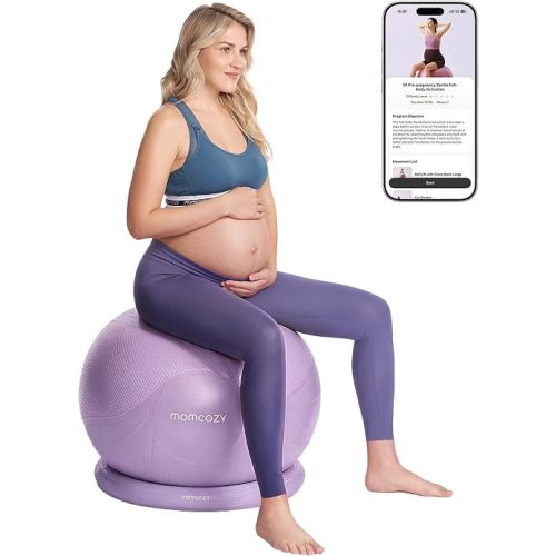 Momcozy BirthEase Pregnancy Ball Set, Birthing Yoga Ball with App Courses