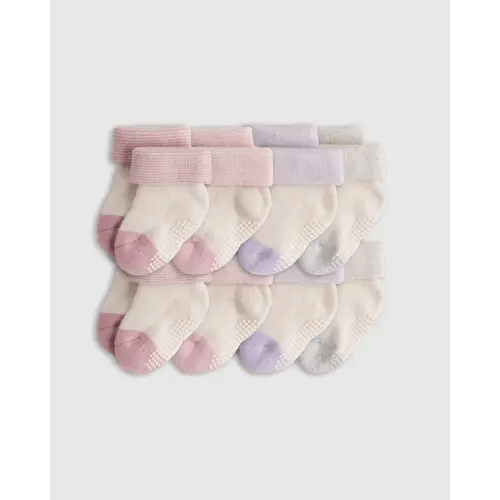 Organic Cotton Gripper Fold Over Socks 8-Pack - Baby