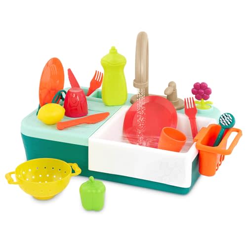 B. toys – Splash-n-Scrub Sink Set – Toy Kitchen Sink – Faucet & Running Water, Dishes, Play Food – Pretend Kitchen Set for Kids – 3+ Years