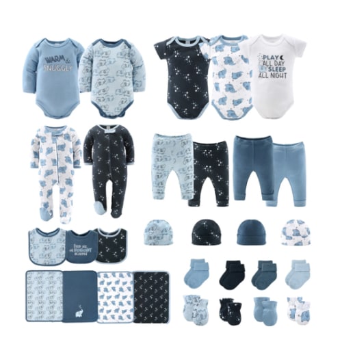 Clothing Gift Set for Baby Boys - Elephant Blue, 30 Piece