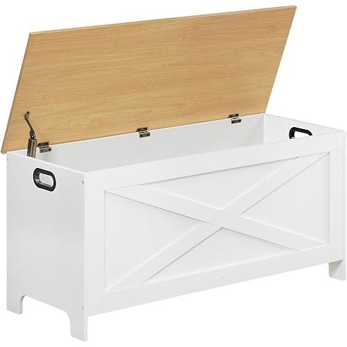 MAHANCRIS 39.4" Storage Chest with Lid, Storage Bench with Safety Hinges