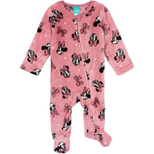 Disney Minnie Mouse Baby Girls' Zip-Up Footed Coverall Allover Print Pink 3-6 Months