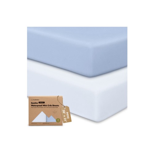 2-Pack Soothe [Protect+] Waterproof Mini Crib Sheets, One Size