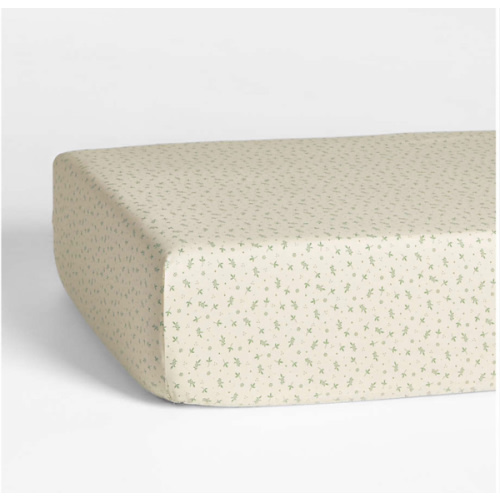 Bramble Floral 100% Organic Cotton Baby Crib Fitted Sheet By Sharland England
