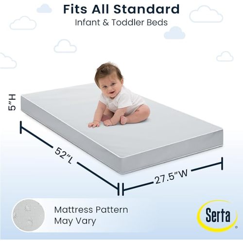 Serta Perfect Slumber Dual Sided Crib and Toddler Mattress - Waterproof - Hypoallergenic - Premium Sustainably Sourced Fiber Core -GREENGUARD Gold Certified (Non-Toxic) -7 Year Warranty - Made in USA