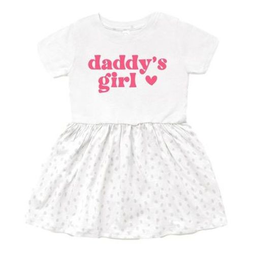 The Juniper Shop Daddy's Girl Heart Infant Dress - 6 Month - White Spot