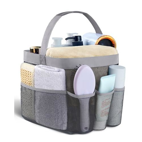 Mesh Shower Caddy Portable - 9 Pockets for College Dorm Room Essential | Large Capacity Mesh Shower Caddy with 9 Pockets, Portable Hanging Toiletry Bag for College Dorm, Gym, Camping and Beach