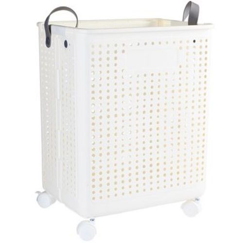 The Lakeside Collection Foldable Laundry Basket with Wheels -
