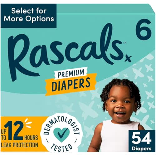 Rascal + Friends Premium Diapers, White Size, 6 (54 Count) (Premium Quality)