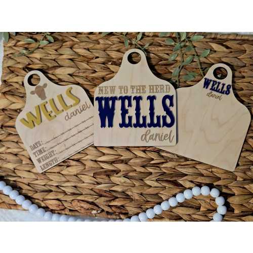 Cattle Tag Baby Name Announcement Sign Newborn Western Birth Stat Photo Prop For Fresh 48 Newborn Photos For Birth Announcement Baby Shower