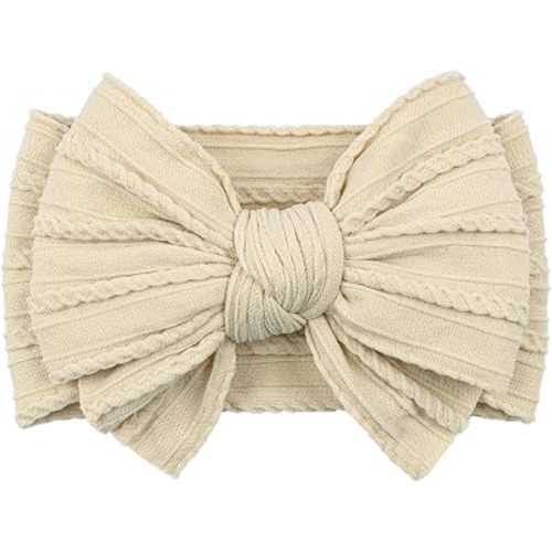 LemonSpace Handmade Baby Girls Headbands with Bows for Newborn Kids Beige