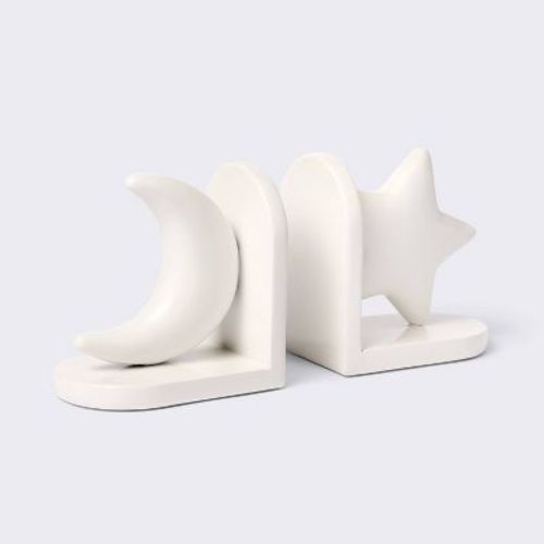 Star and Moon Decorative Bookend - White - Cloud Island™