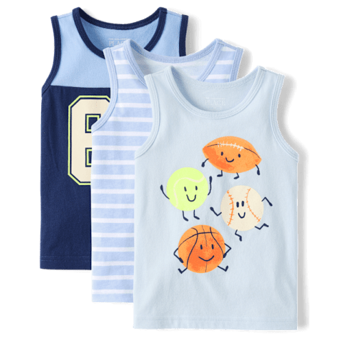 Baby And Toddler Boys Sports Tank Top 3-Pack - Blue