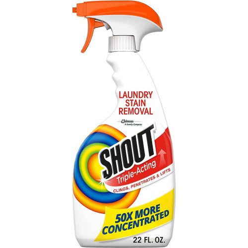Shout Active Enzyme Laundry Stain Remover Spray, Triple-Acting Formula Clings, Penetrates, and Lifts 100+ Types of Everyday Stains - Prewash Spray 22oz