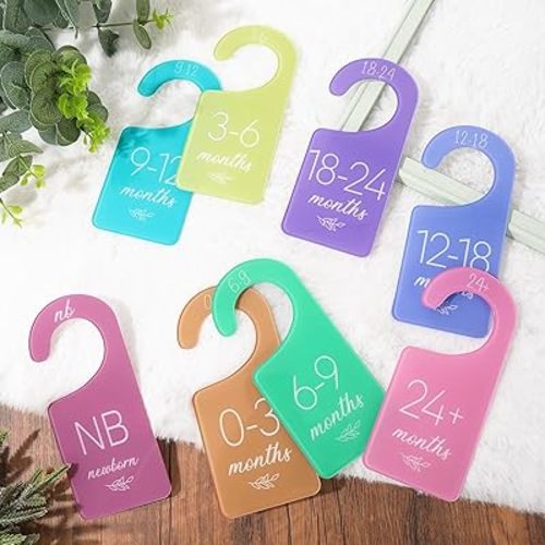 Whaline Acrylic Baby Closet Dividers Pastel Hanging Infant Clothes Hanger Separators Thicken Baby Wardrobe Organizers for Home Nursery Supplies, 6.7 x 3 Inch, 8Pcs