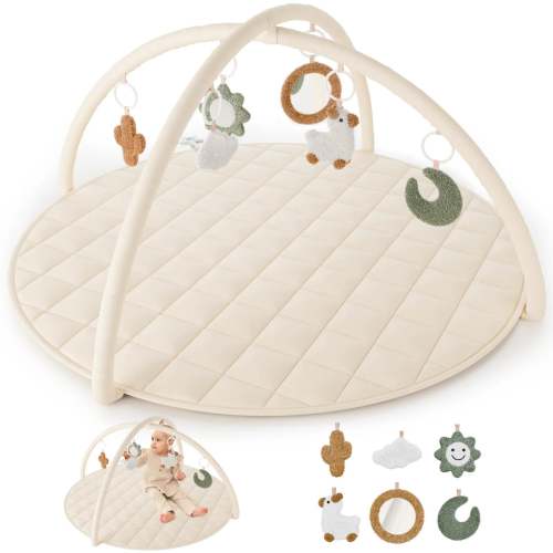 Zicoto Baby Play Gym - Soft Cotton Mat with 6 Toys