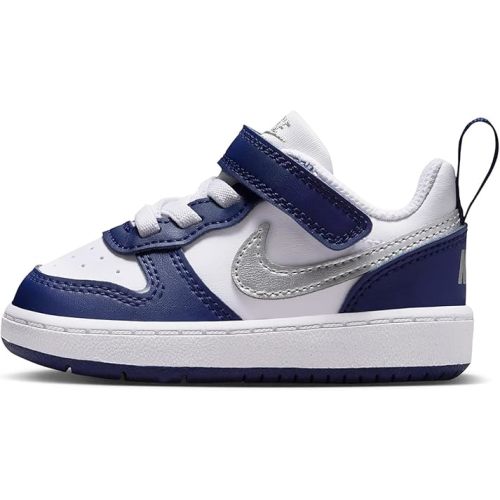 Amazon.com | Nike Baby/Toddler Court Borough Low Recraft Shoes, White/Metallic Silver-Deep Night, 7C | Sneakers