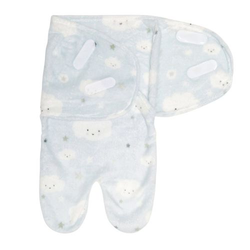 Everyday Kids Newborn Swaddle Blanket – Plush Faux Fur Swaddle Sack with Soft Fleece Lining – 0–3 Month- Clouds