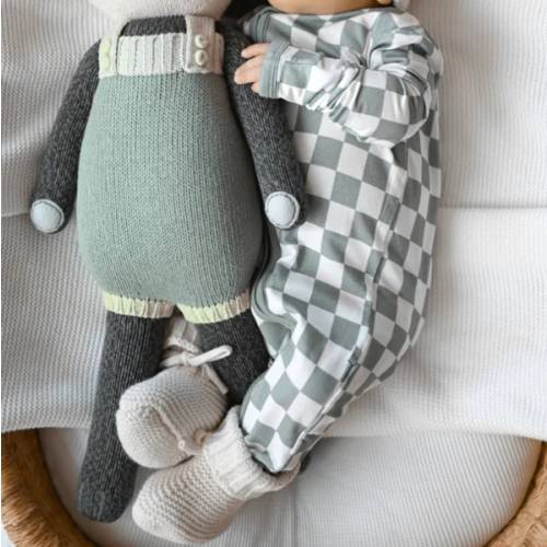Bamboo Jade Checker Romper | Cozy Going Home Baby Gift - 3-6 Months - Harp Angel Boutique