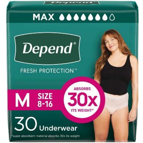 Depend Fresh Protection Adult Incontinence & Postpartum Underwear for Women - Maximum Absorbency - M - Blush - 30ct