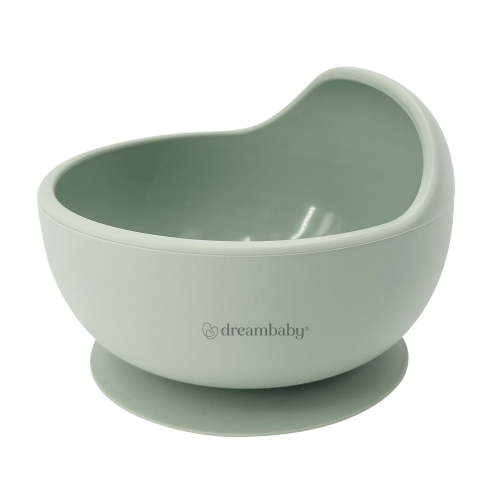 Dreambaby Silicone Suction Scooper Bowl - High Edge for Self Feeding - 100% Food Grade Silicone Bowl for Baby Led Weaning- Seafoam Green
