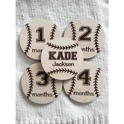 Baby Monthly Milestone Markers | Baseball Baby Milestone Disc | Baby by the Month For Photos | Baby Gift |Baby Milestone Photos |
