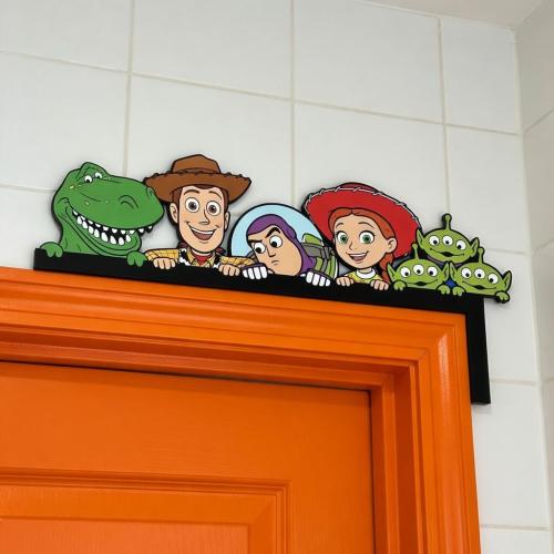 Toy Story Door Corner Decor, Woody Buzz Lightyear Jessie Peeking Sign, Pixar Nursery Wall Art, Toy Story Kids Room Decor
