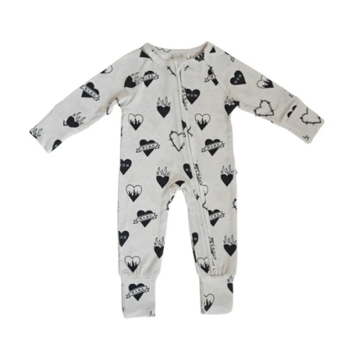 Tattoo Heart Heather Grey | Bamboo Zip Romper – Brixton.Phoenix